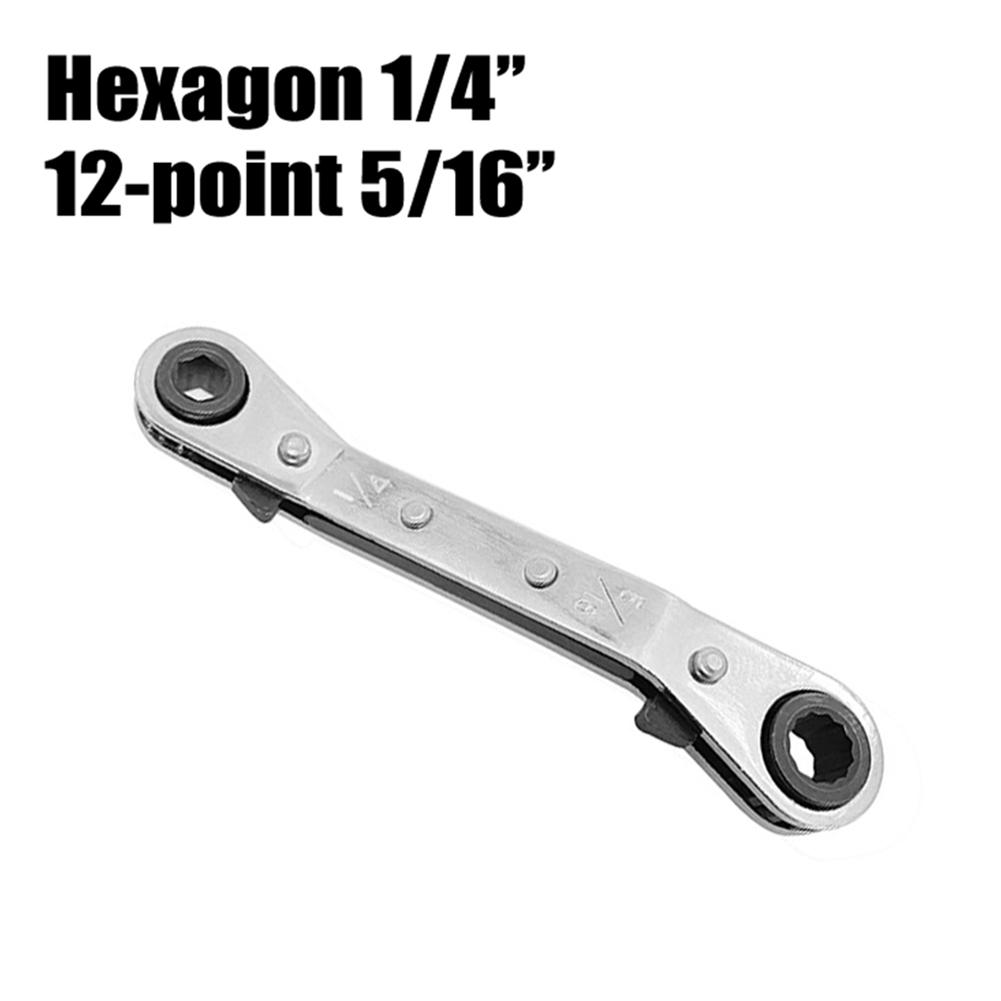Air Conditioner and Refrigeration Ratcheting Wrench with 3/16 1/4 5/16 3/8 Inch Heads for Routine Service and Repairs