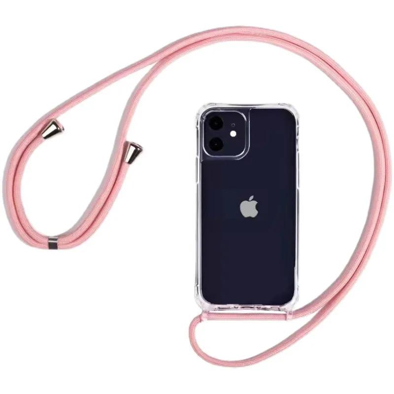 Crossbody Necklace Cord Lanyard Transparent Hard Case For iPhone16 15 14 13 12 11 Pro Max XS XR X Clear Soft Cover