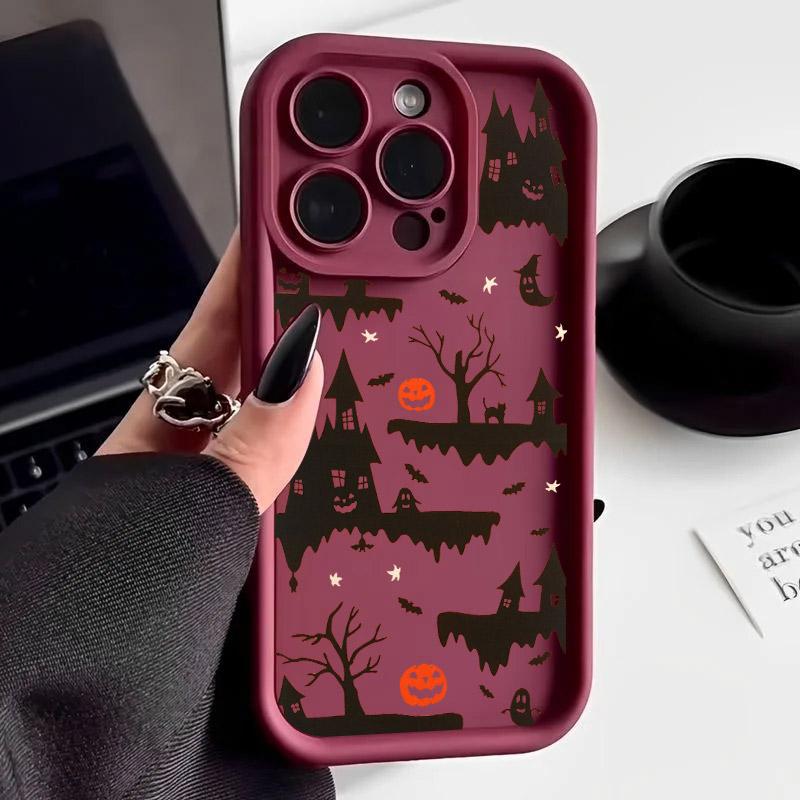 Halloween Castle Moon Soft Silicone Case For iPhone 17 Pro 14 15 Plus 11 12 13 16 Pro Max Coque 16E 17AIR Shockproof Phone Cover