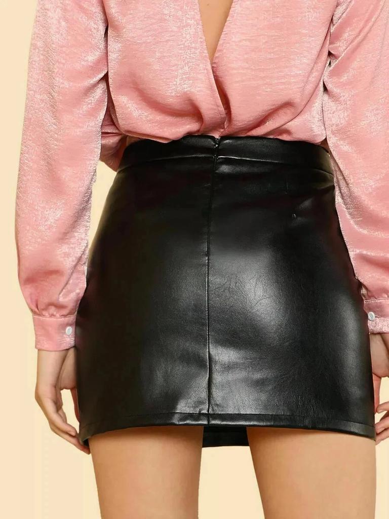 Lambskin Soft Women's Skirt Black Handmade Leather Genuine Stylish Party Wear