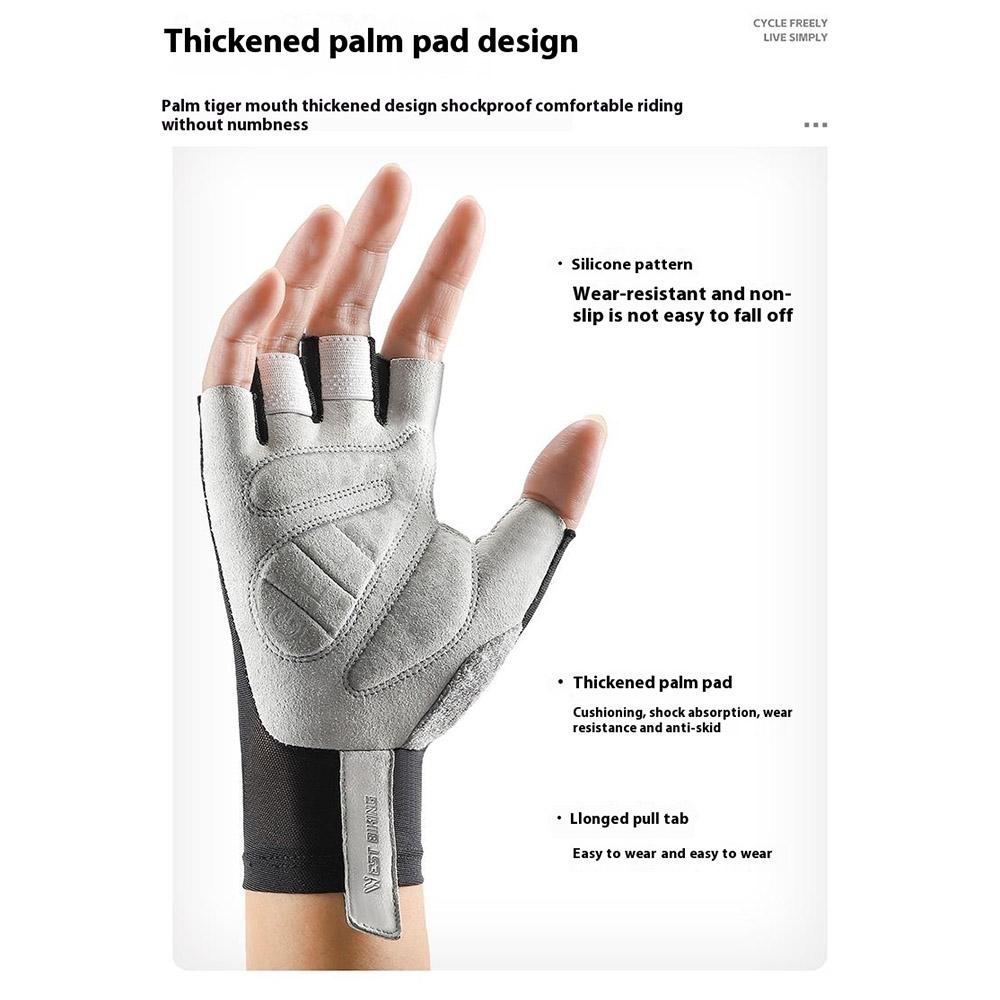 WEST BIKING YP0211265 Shock Absorbing Cycling Gloves Breathable Half Finger Anti Slip Mittens for Road Mountain Bike