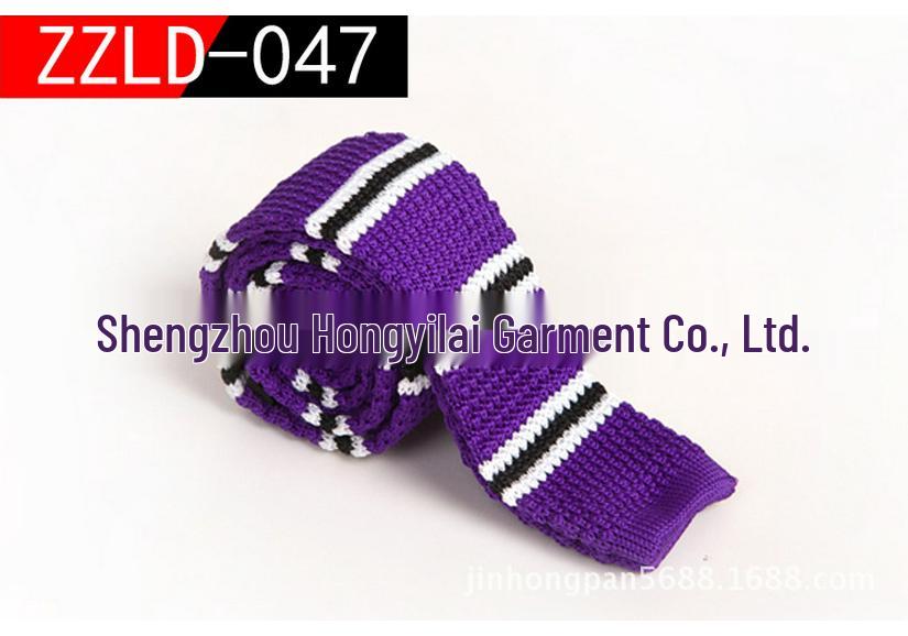 Korean Style Men s Striped Knit Casual Flat-End Tie