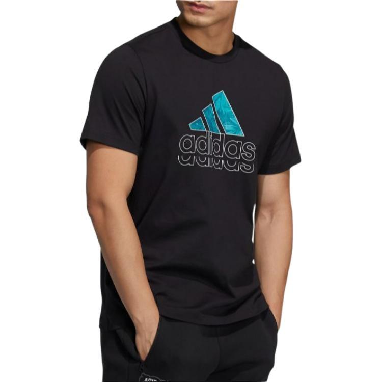 Adidas T Shirts Men's Black Crew Neck Moderate Straight Fit HE9912