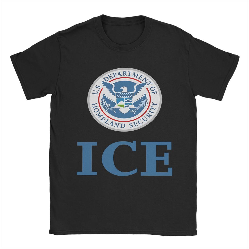 Immigration and Customs EnforceUnisext ICE Unisexs T Shirt Vintage Tees Short Sleeve Crewneck TShirt Pure Cotton Clothes