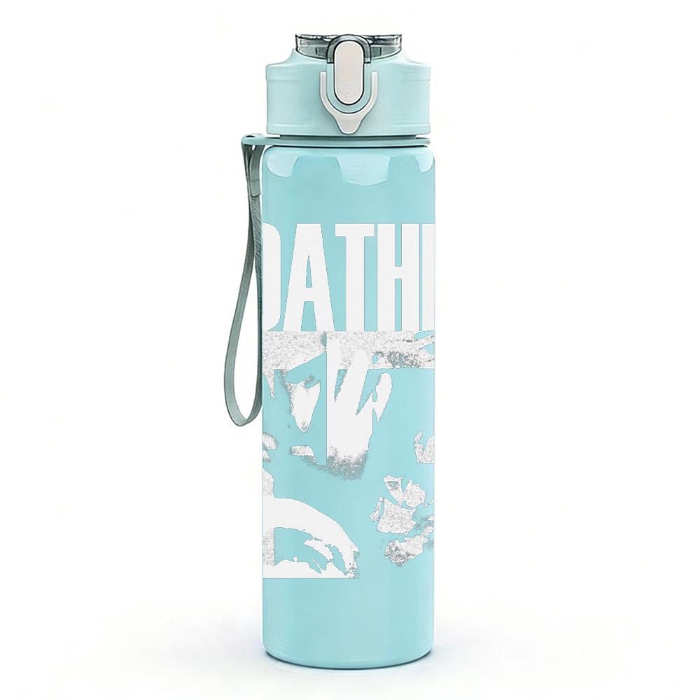 1PC Faint line abstract sketch print 750ml colorful plastic sports water bottle leakproof pop up lid with straw for outdoor work home use