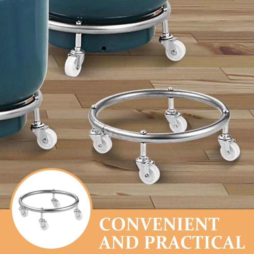 Stainless Steel Cylinder Gas Bottle Mobile Bracket Can Pallet Base Plate Moveable Wheels Cylinder Mobile Stand Tray Stabilizer