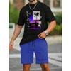 2025 New Men's Hawaiian Fashion Short Sleeve Shorts 2-Piece Summer Leisure Temperament Men's Vacation Set Outdoor Boutique Set