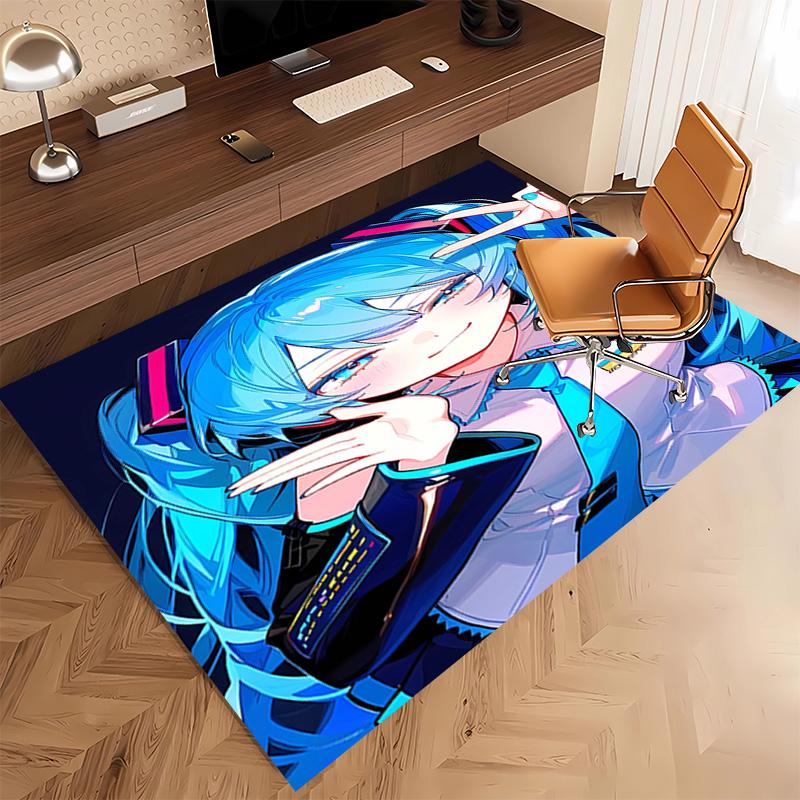 1pc Hatsune Miku Print Area Rug - Soft, Washable Non-Slip Indoor Mat, Living Room, Home Office Decorative Rug,Office Decorative