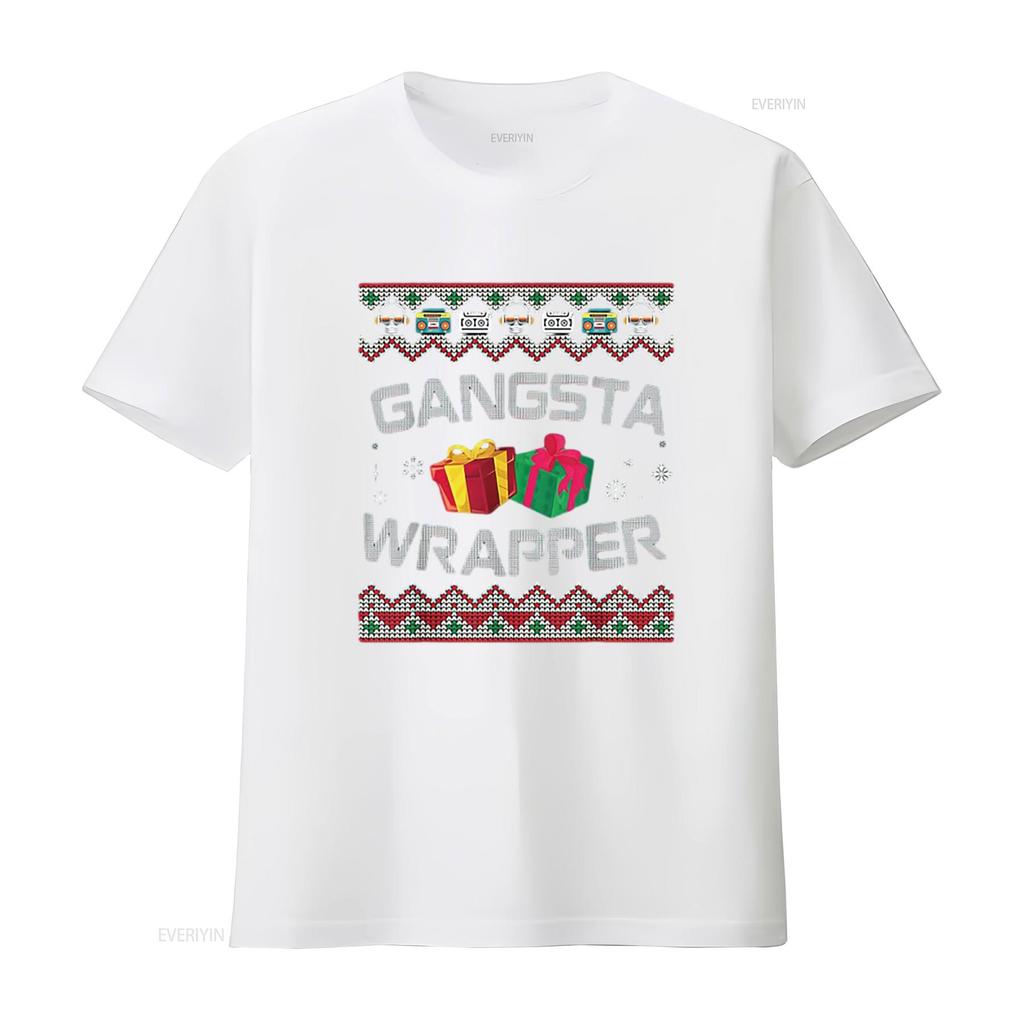 Gangster Wrapper Merry Christmas Rapper Gangsta Sweater Womens T Shirt Black Vintage Washed Unisex Versatile Comfortable Homme