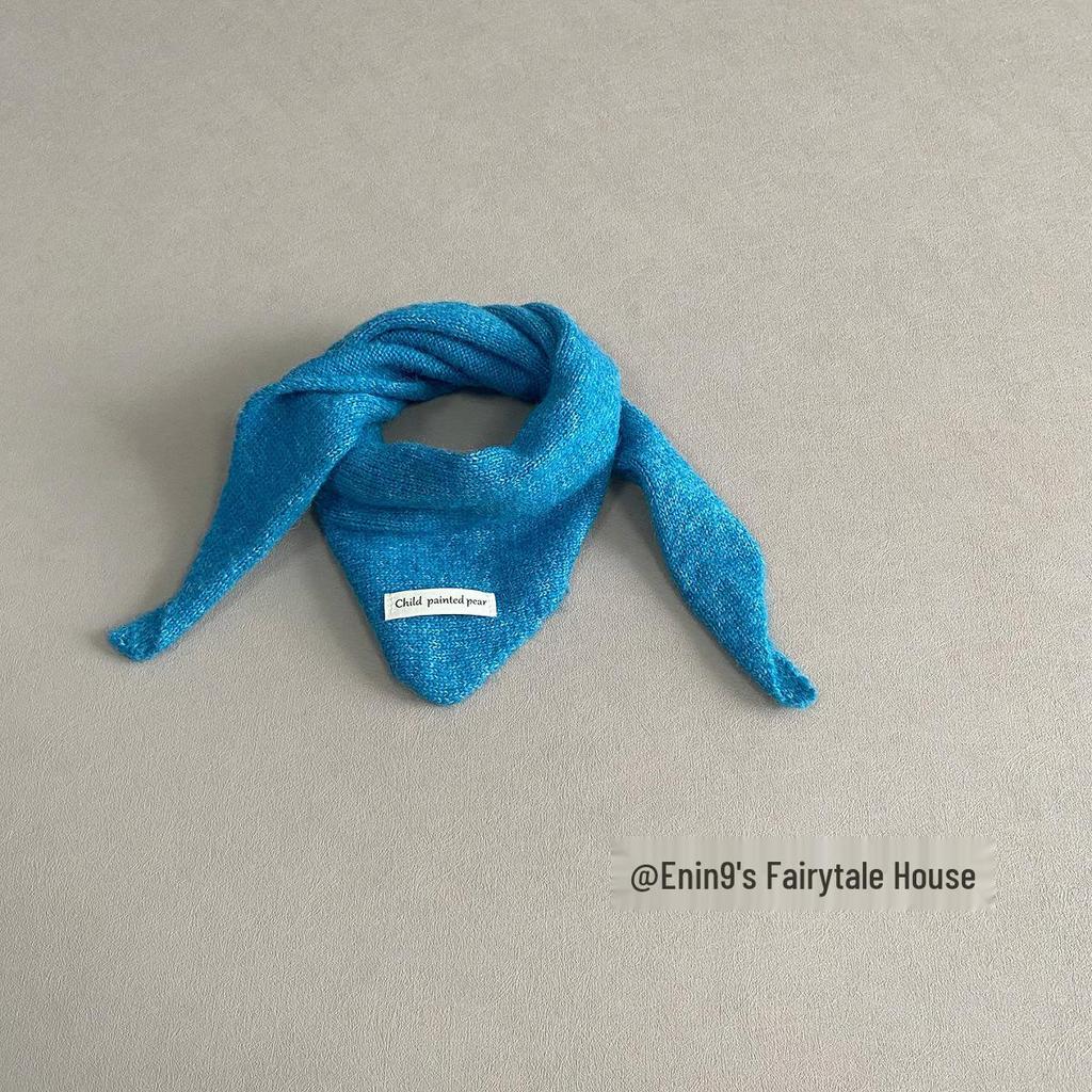 Unisex dziergany wełniany szalik dla dzieci - Ciepły, wiatroszczelny, z wzorem skrzyżowanego trójkąta na jesień i zimę