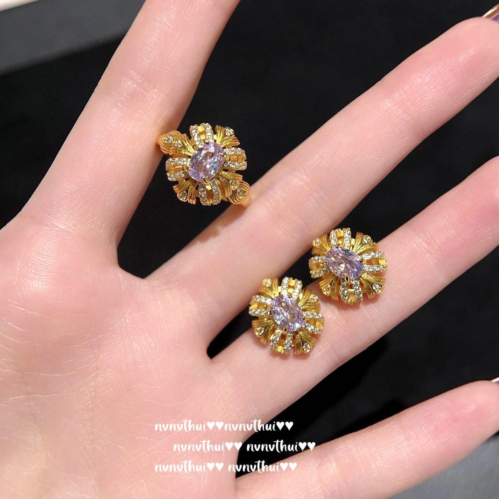 Rakousko Bauhinia Drahokamové Náušnice & Filigránový Zirkonový Náhrdelník Set