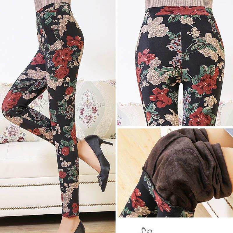 Plus Fleece Leggings für Damen im mittleren und älteren Alter, Herbst und Winter, hohe Taille, Plus Fleece-Mutterhose, warme Hose in Übergröße