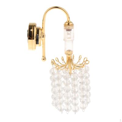 1/12 Dollhouse Miniature LED Wall Lamp Furniture Ornaments Metal Sconces Pretend Play for