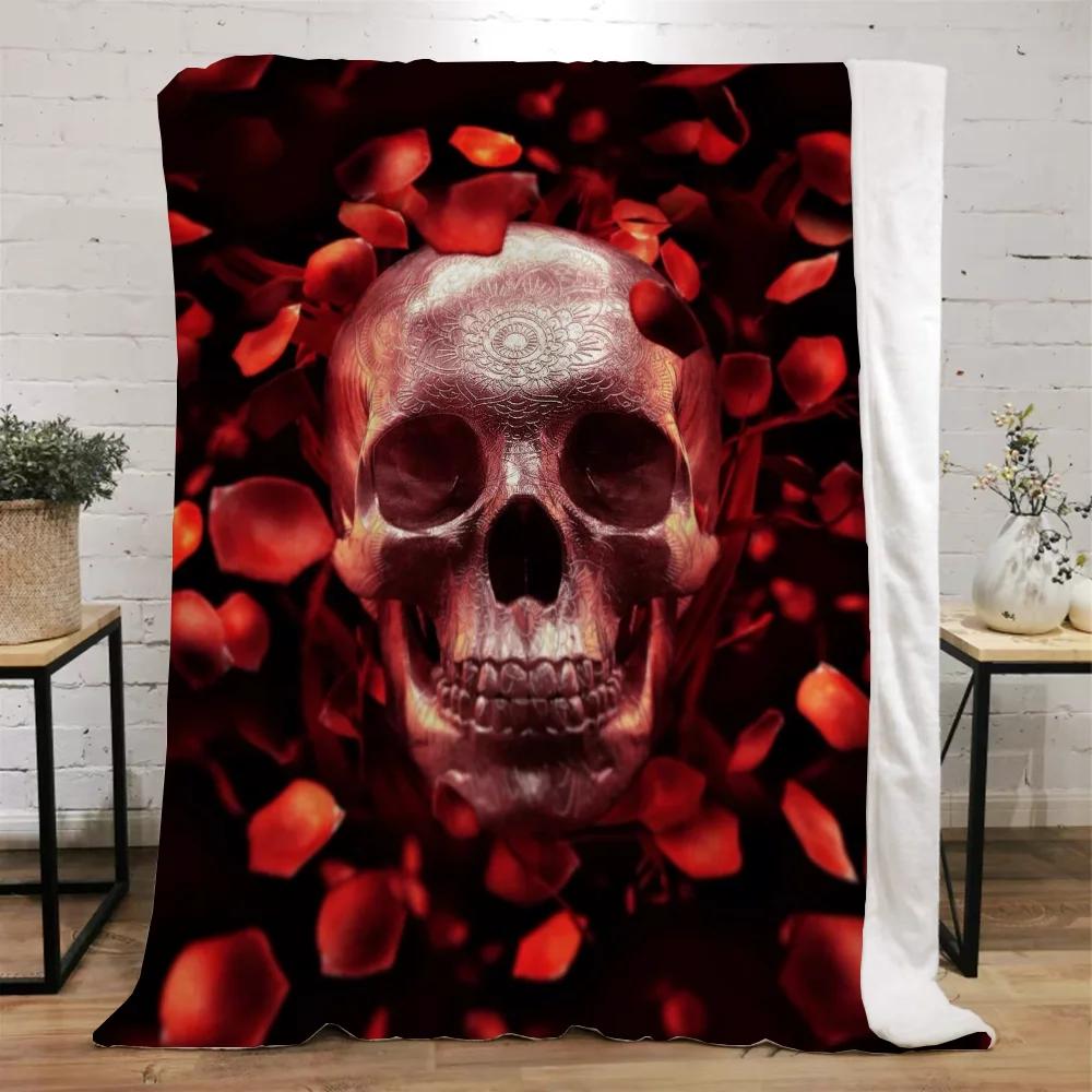 Mexico Flower Skull Custom Blanket King Size Hairy Blankets for Bed Throw Home Interior Knitted Plaid Luxury Bedding Beach Towel