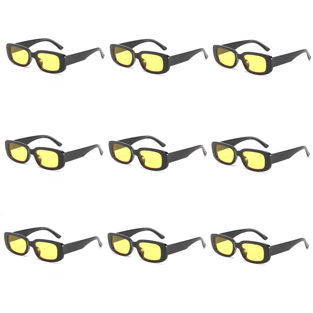 Lovatfirs 9 Pack Square Sunglasses For Party Trip Women Men Different 13 Color UV Protection