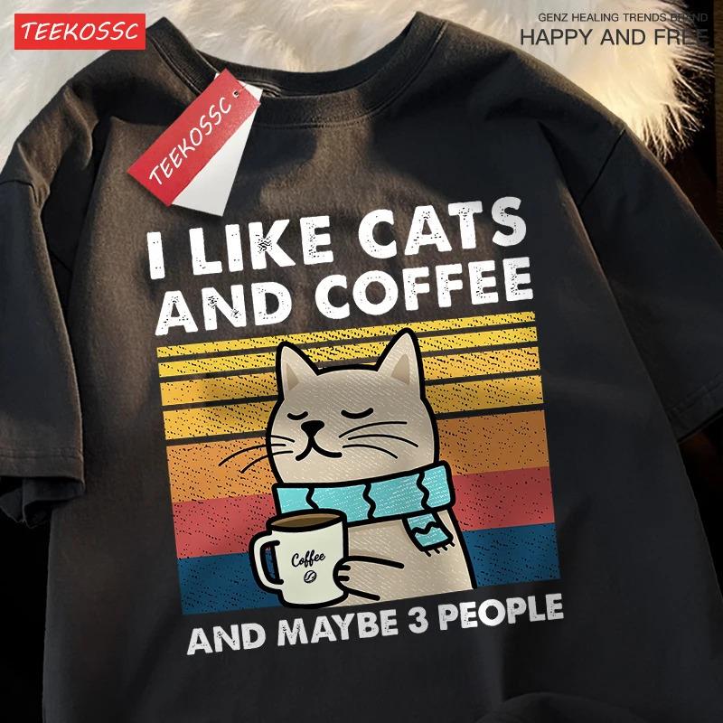 Camiseta I Like Cats And Coffee para hombre y mu S