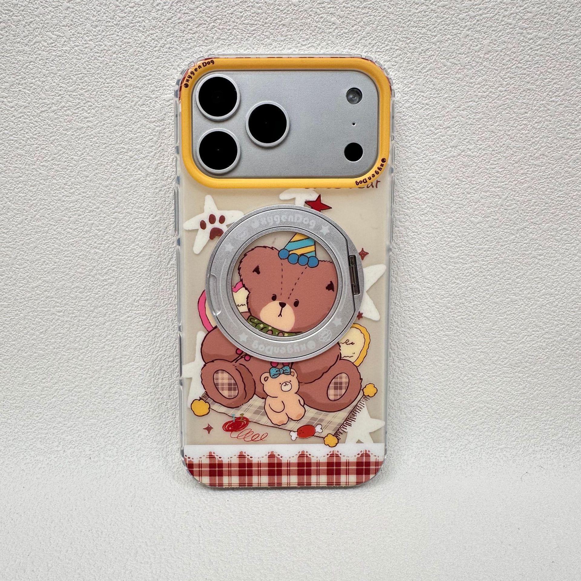 

Trendy Brand 360° Rotating Dog Stand with Cartoon Capybara and Bear Design for iP17 Pro Max iPhone16 Pro