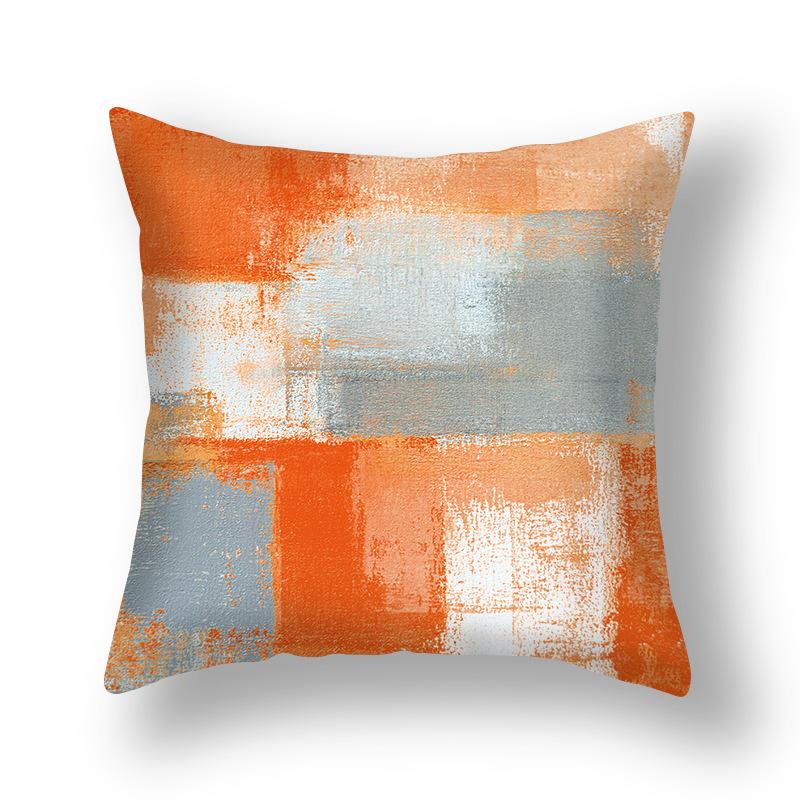 Ins Style Contrast Color Pillow Cover Polyester Printing Simple Versatile Sofa Pillow Living Room Decoration Chair Cushion