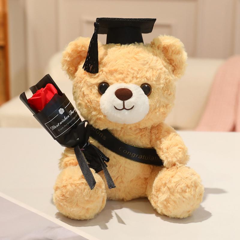 23cm Doctor Cap Bear Plush Toy Graduation Bear Plush Doll Cute Hug Rose Soft Animals Bachelor Bea Graduate Gifts for Students