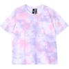 Camiseta Tie-Dye con Logo Cuello Redondo Manga Corta Tops para Mujer Morado Claro HF2490