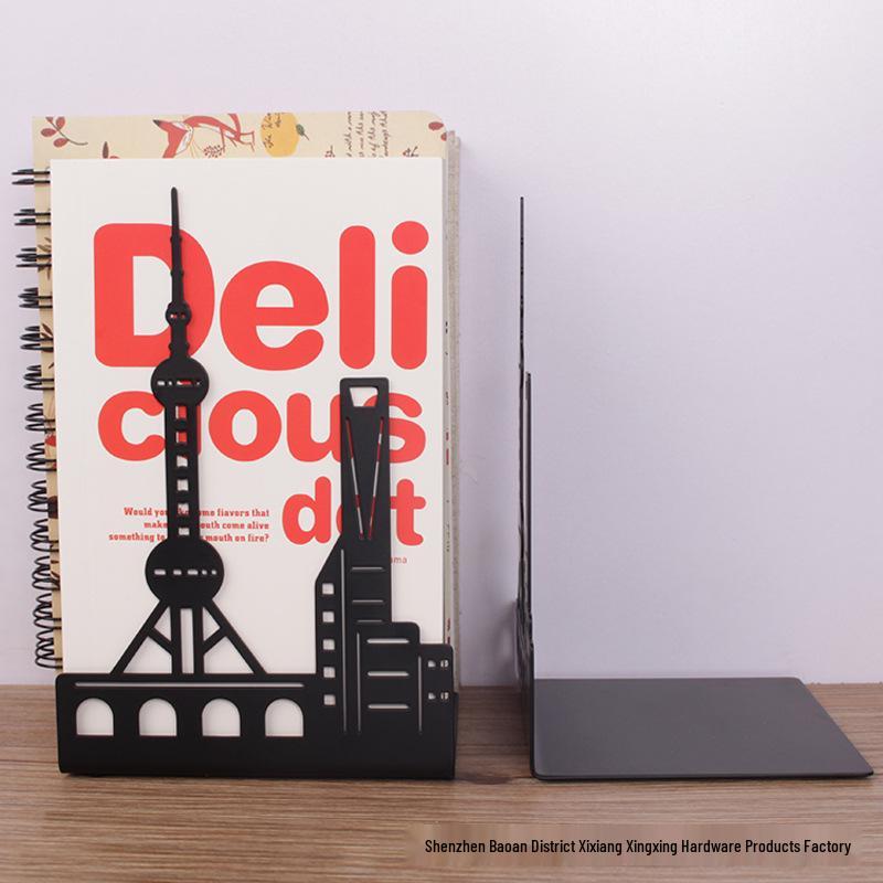 Creative Metal Bookend Set: Stylish Office Desktop Storage and Back-to-School Essential