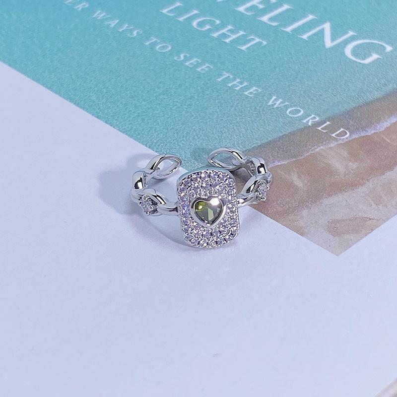 Light Luxury Full Diamond Inlaid Zircon Super Flash High-End Open Ring Niche Exquisite Elegant Personalized Ring