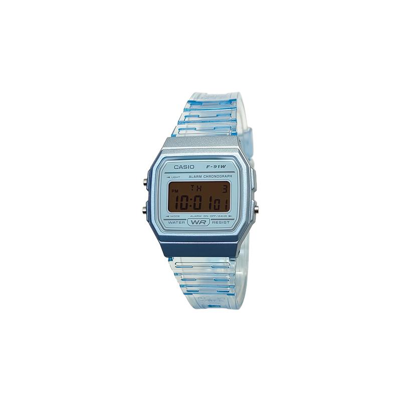 CASIO Customized watch modified series pink mirror blue resin case 200 meters waterproof F-91WS-2 modified-Ice Blue F-91WS-LanSeBiaoPanHeSeBiaoJing