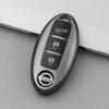 Premium 3/4-Tasten Schlüsselhülle für Nissan Sylphy, Tiida, Qashqai, X-Trail, Kicks - Titangrau