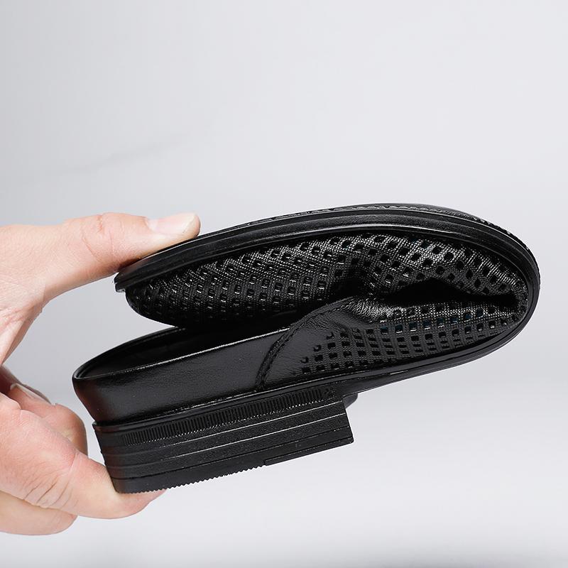 Hollow Out Mules Men Half Shoes For Man Genuine Leather Semi-Drag Casual Shoes Backless Loafers Large Size Closed Toe Sandals