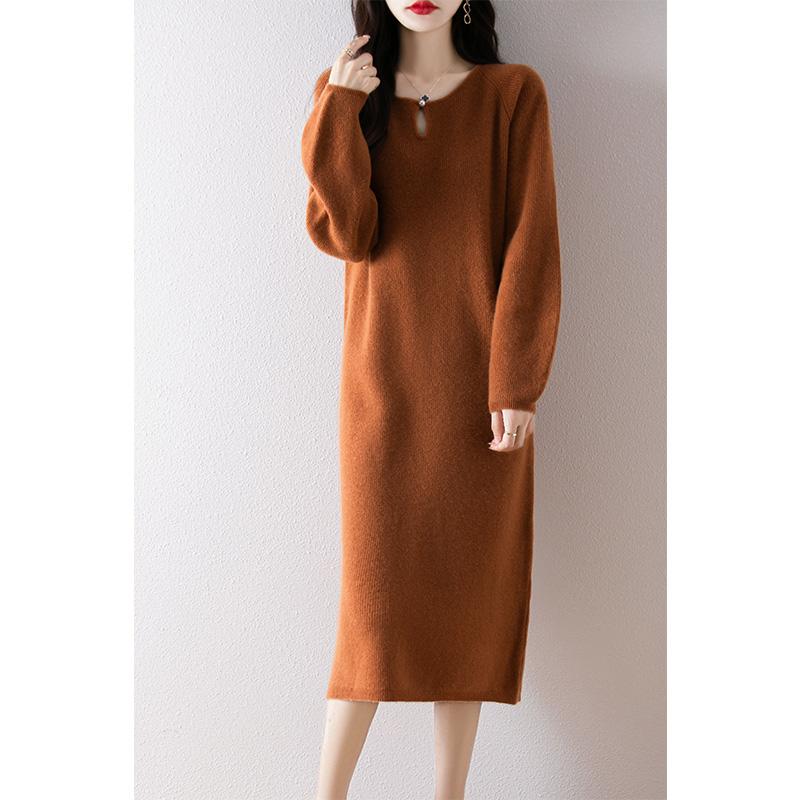 Women's Cashmere Dress Qinghe Cashmere 30% Cashmere 70% Wool Autumn and Winter Cashmere Skirt Soft and Warm