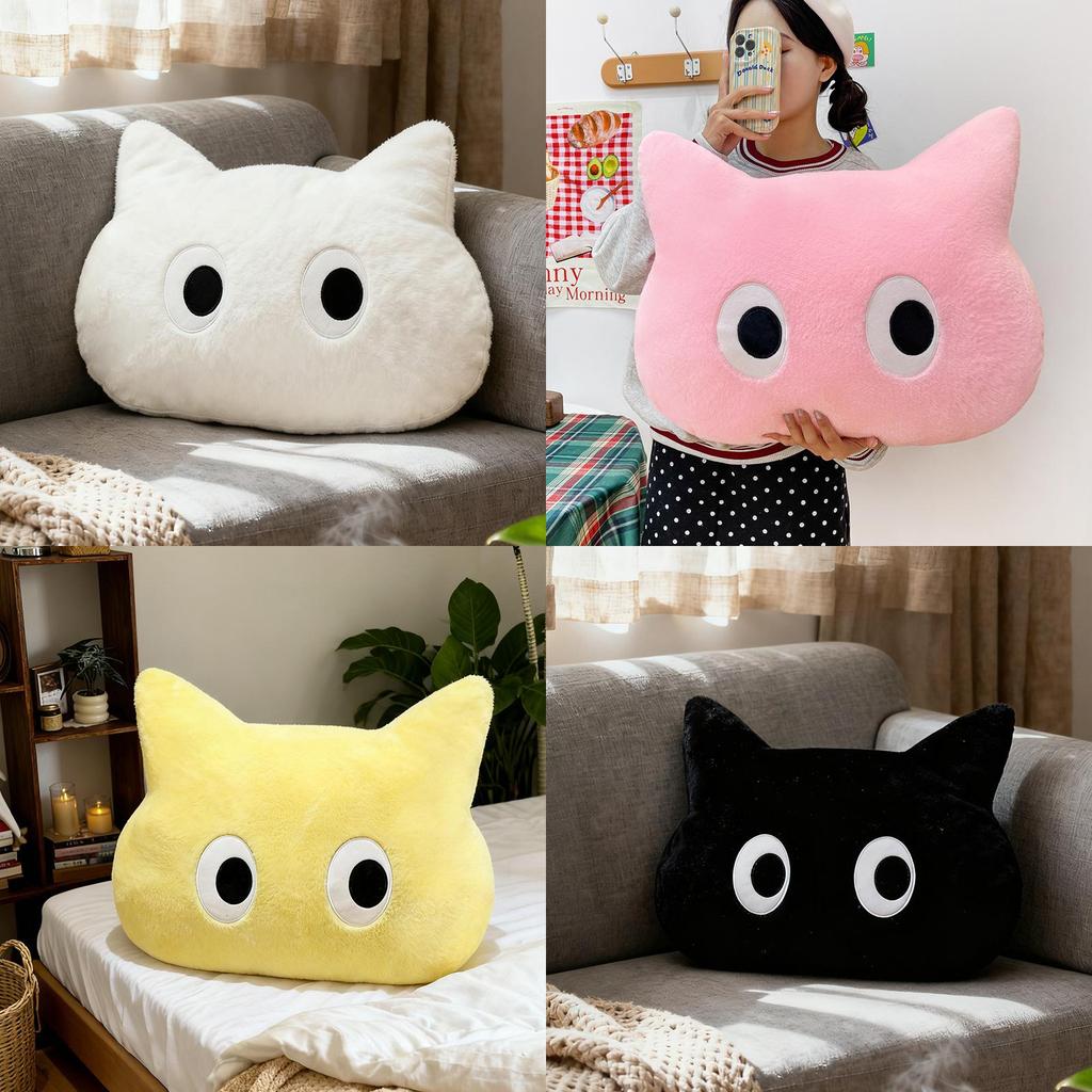 Fluffy Cat Throw Pillow With Pp Cotton Filling For Kids And Babies