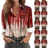 Women's Long Sleeve Button Halloween Printed Casual Shirt Top