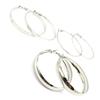 Les Trésors De Lily [L6069] - 3 Pairs of Silver 'Choréographie' Hoop Earrings Ø 6 Cm