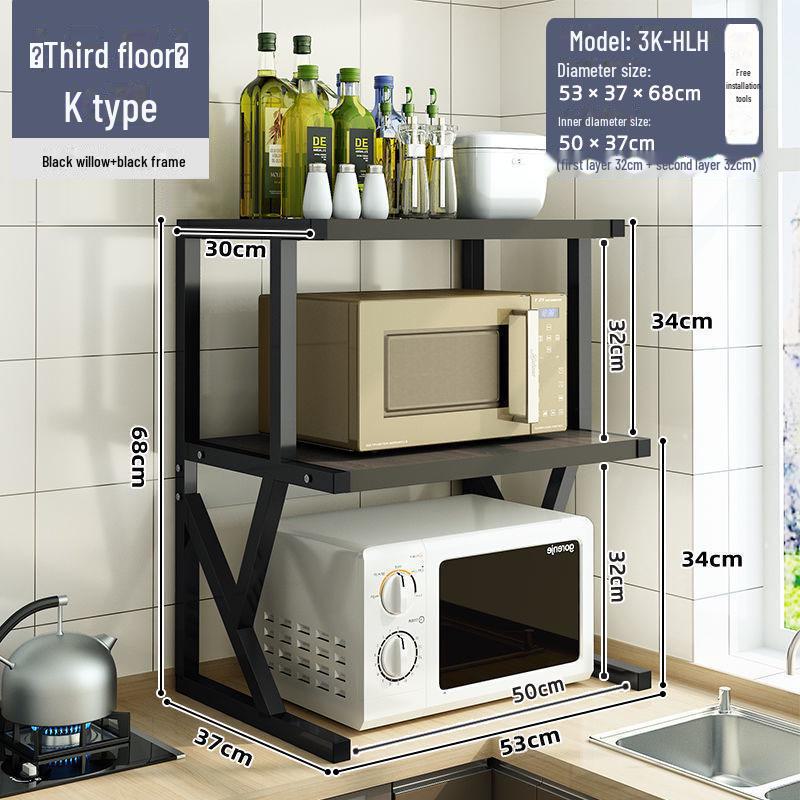 Three-Layer Kitchen Microwave and Spice Storage Rack