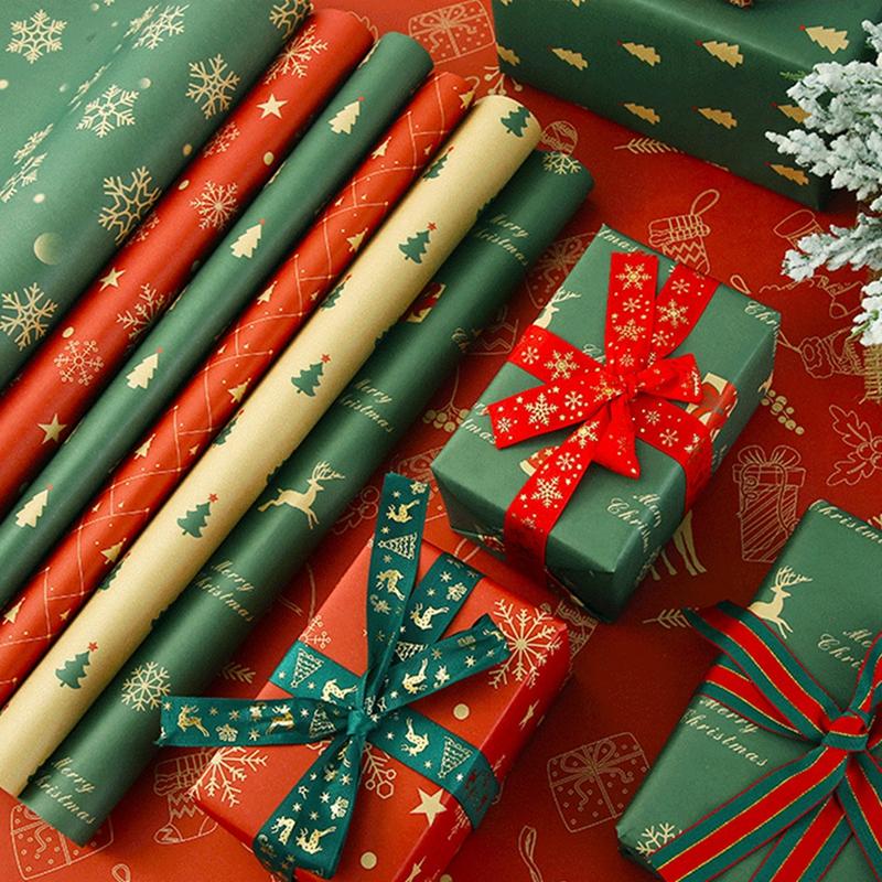 Wholesale Christmas Gift Wrapping Paper Christmas Gift Box Flower Paper Santa Claus Reindeer Christmas Tree Decorative Paper