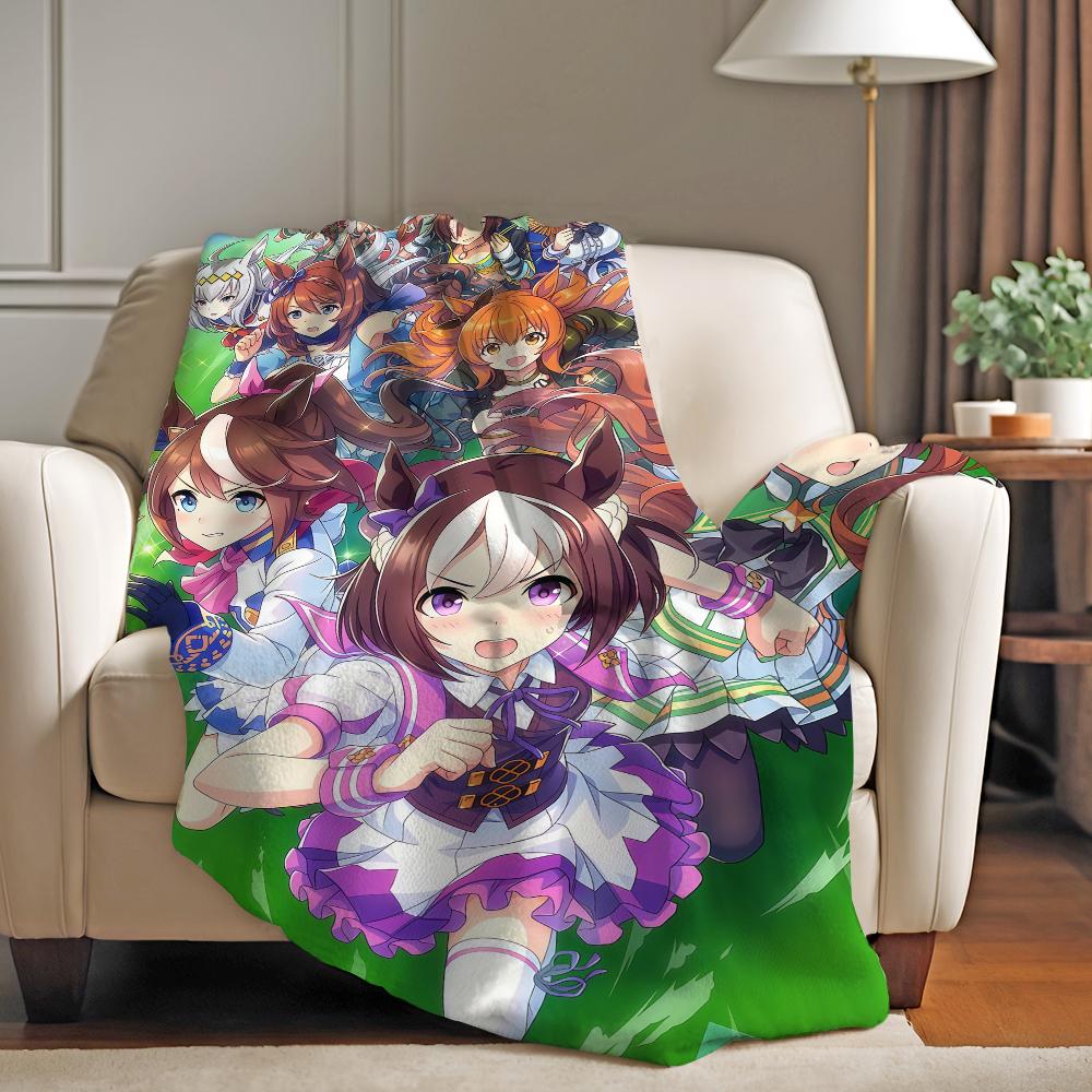 Anime Umamusume Pretty Derby Blanket For Sofa Office Bed Plane Travel Sleep Read Relax Camping Soft And Warm