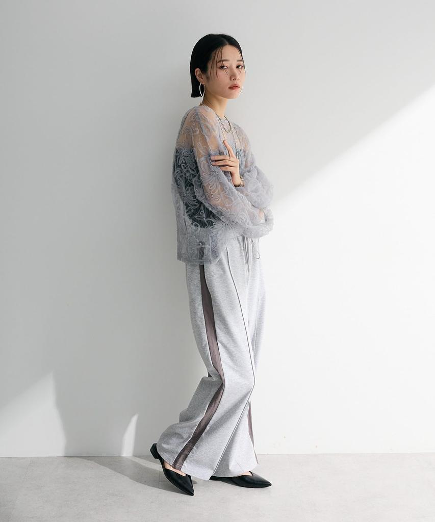 Casual Tulle Layered Blouse for Light Gray [Green Parks] Women,