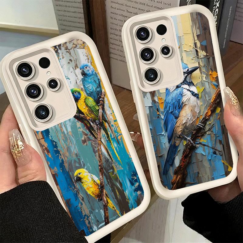 Phone Case for Samsung Galaxy S26 S25 Ultra S24 FE Bird Oil Painting Style Shell S23 Plus S22 + S21 S20 5G Soft Silicone Funda