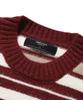 TRILLION Washable Hairy Stripe Crewneck Knit_Red