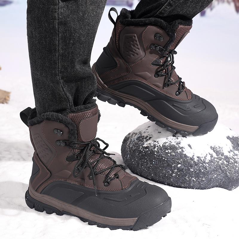 TUINANLE Winter Hiking Boots for Men Outdoor Mountain Climbing Shoes Wear-resistant Camping Trekking Sneakers Plush