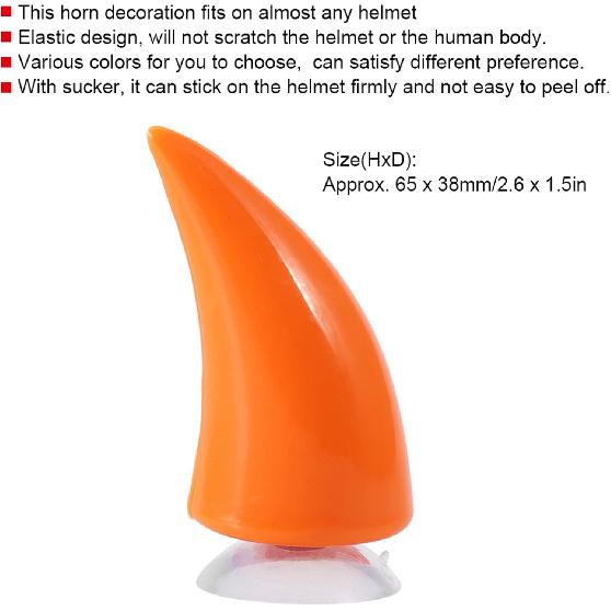 Horn Helmet Decoration, Devil Horns for Helmet Headdress with Sucker Suitable for Motorcycle Bike Ski Helmets Orange