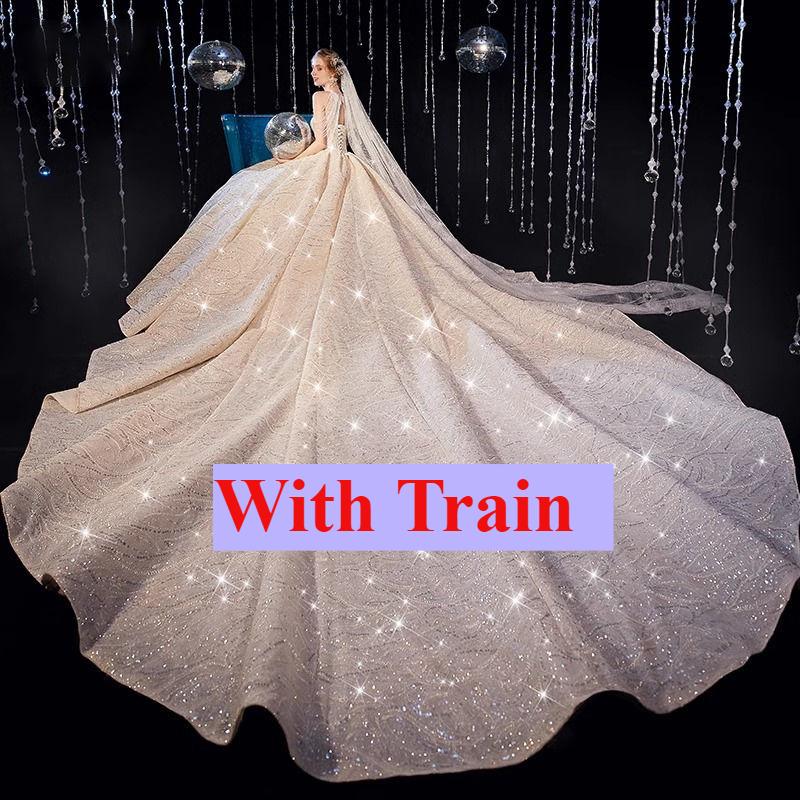 French Vintage Wedding Dress - Luxe Princess Ball Gown with Heavy Embroidery, Cathedral Train Bridal Dress