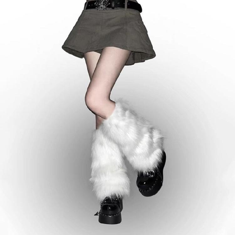 Faux Furs Leg Warmer,Y2K Warm Cozy Fuzzy Leg Warmer Boot Cuffs Cover for Womens
