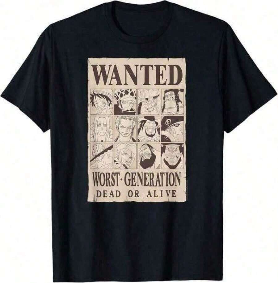 

Unique Print Casual T-Shirt One Piece Anime Worst Generation Wanted Poster Collage Unisex T-Shirt S