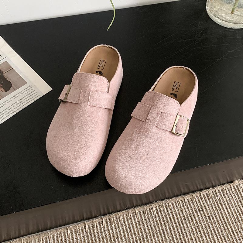 Retro Fashion Outer Wear Flat-bottomed Boken Bag Head Slippers 2025 Spring New Lazy One-pedal Thick-soled Slippers Women