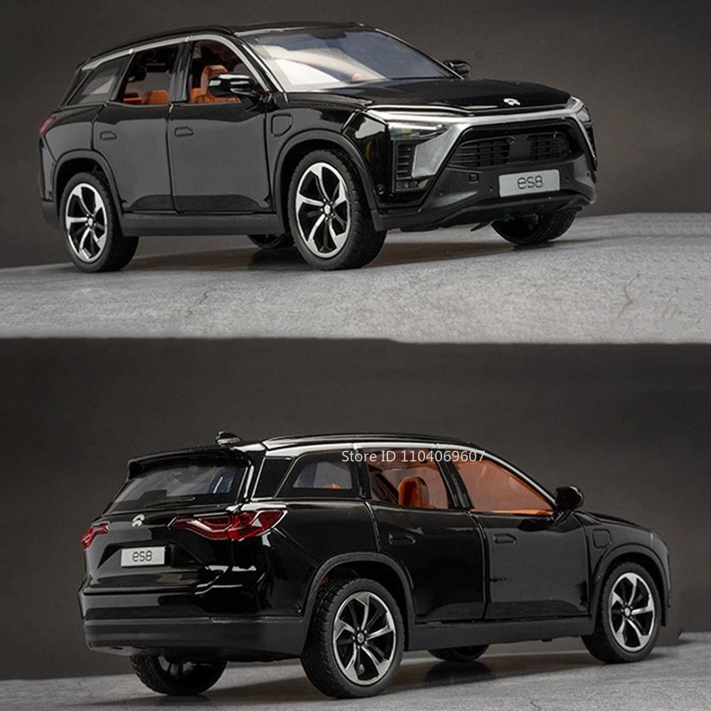 AAZT1 1:24 Alloy NIO ES8 Miniature Toy Car Models Metal Diecast Pull Back Sound Light 6 Doors Opened Vehicle Toys Children Presents