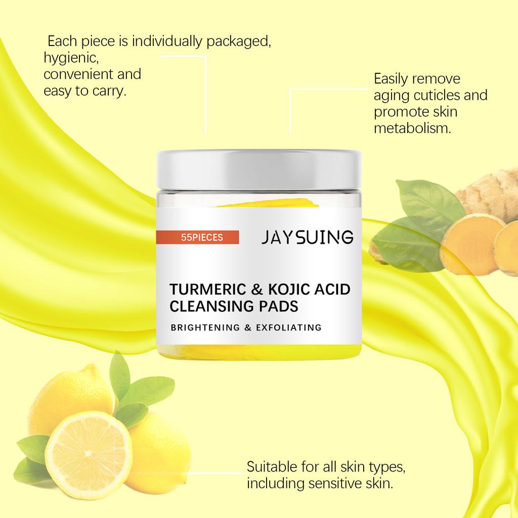 Jaysuing Turmeric Acid Facial Cleansing Pad Gentle Deep Cleanser For Pores And Dark Spots