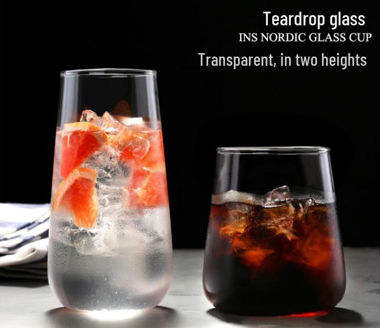 Nordic Style Mount Fuji Whiskey Glass - Transparent, Heat-Resistant, Water Drop Design for Cold Drinks