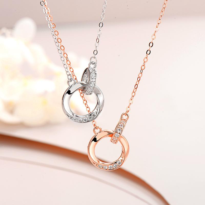 Mobius Ring Pendant S925 Sterling Silver Necklace for Women , Light Minimalist Jewelry , Daily Wear Fashion Trend