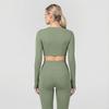 JYL Slim Padded Fake Two Piece Top Naked Running Yoga Set